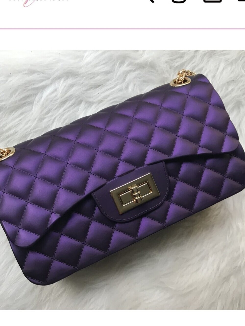 Quilted Jelly Handbag - Purple - Picture 2 of 4